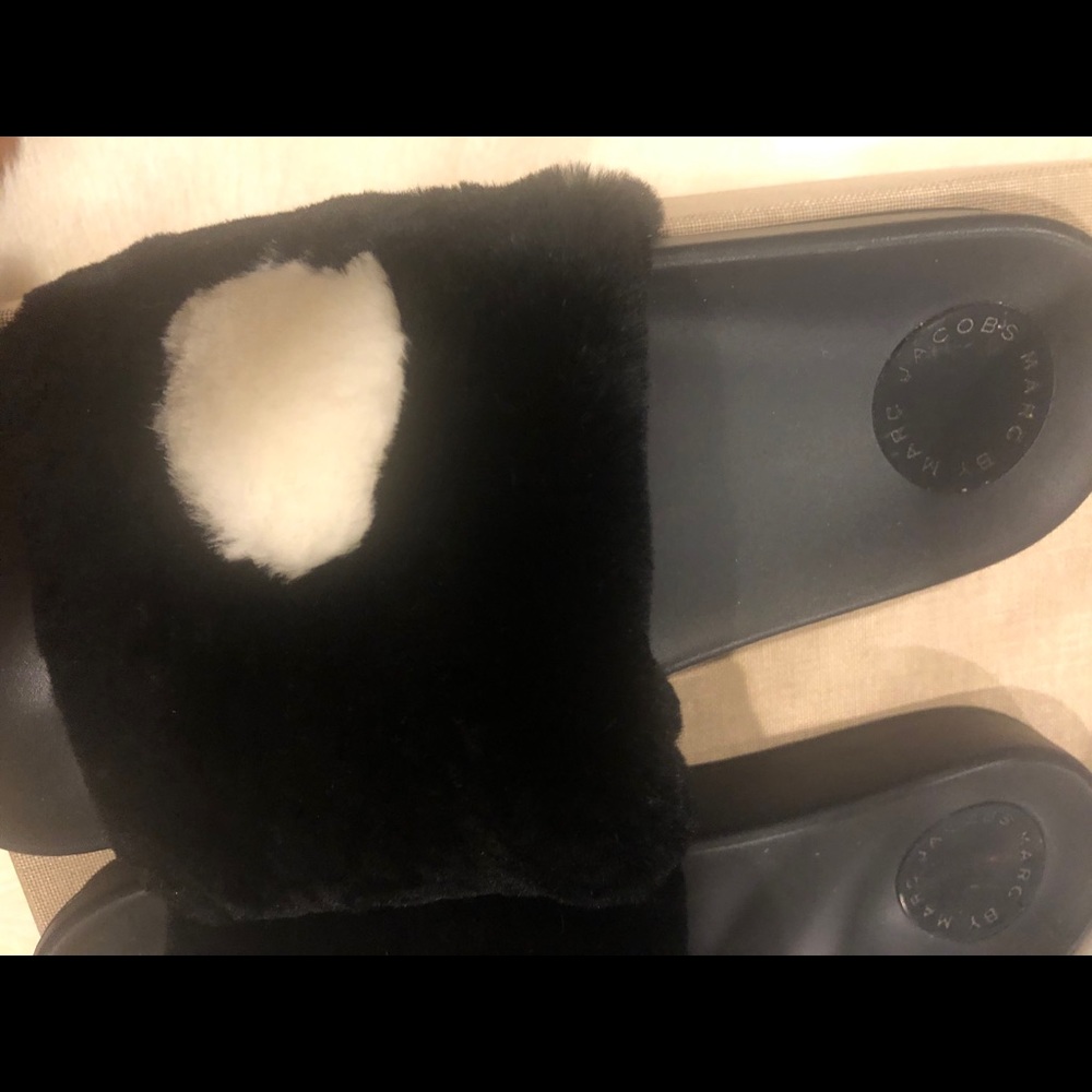 Marc By Marc Jacobs Fur Slides, Size 38 - image 2